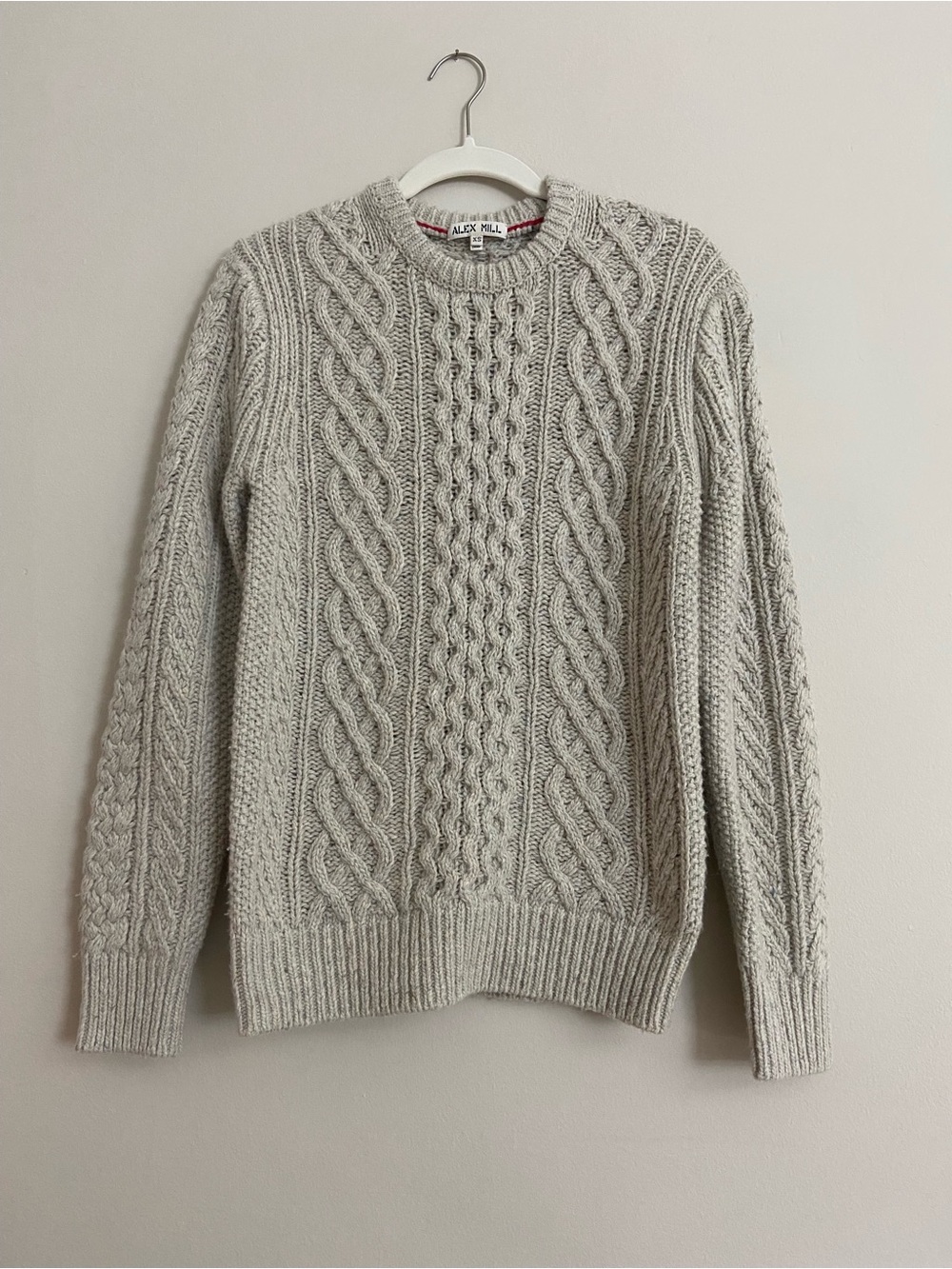 Alex Mill Oatmeal Cable-Knit Crewneck Sweater